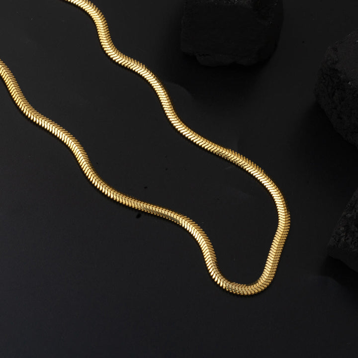 3,5mm Enli Kalın Balıksırtı 14 Ayar Altın Zincir 65cm.