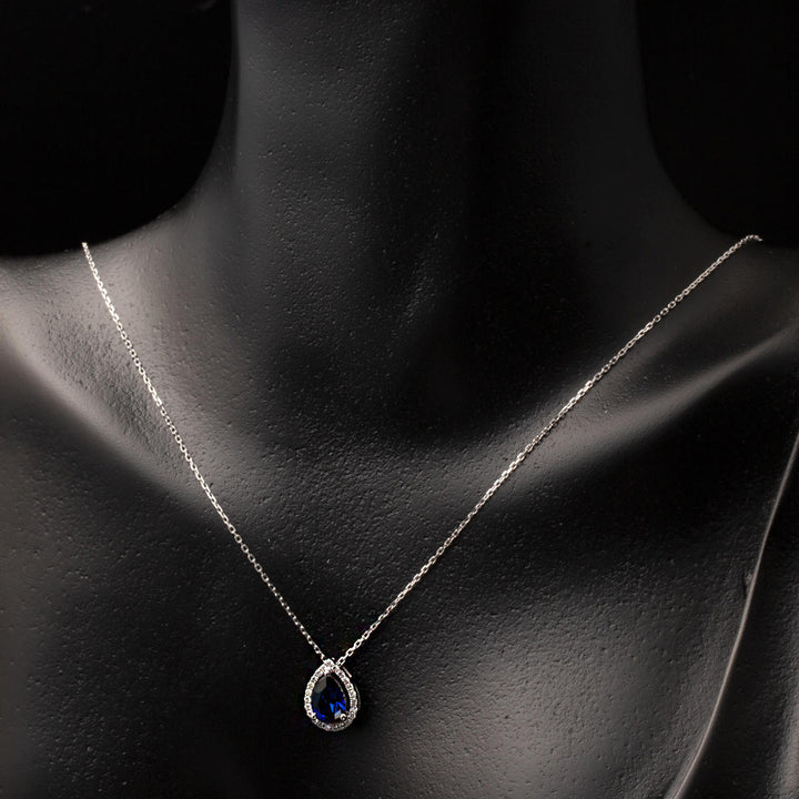 Pırlantalı Safir Altın Kolye