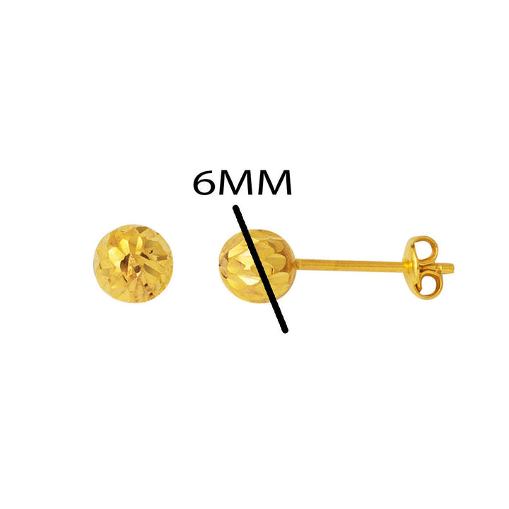 22 Ayar Buzul Altın Top Küpe 6 mm.