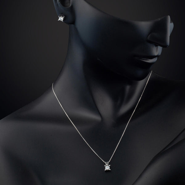 3 Karat Badem Tırnak Tektaş Mozanit Kolye Küpe Set
