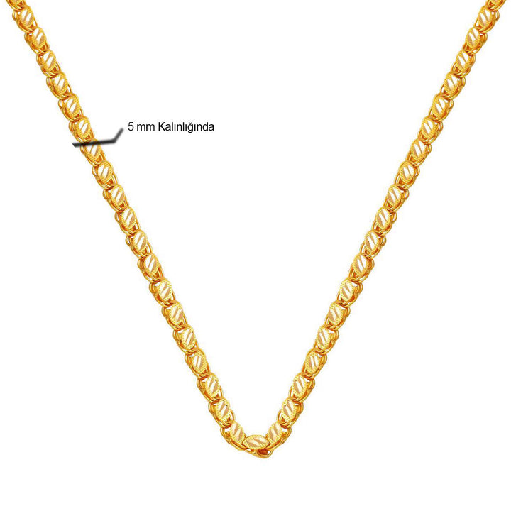 Karpuz Çekirdeği Pullu 22 Ayar Altın Zincir - 60 cm