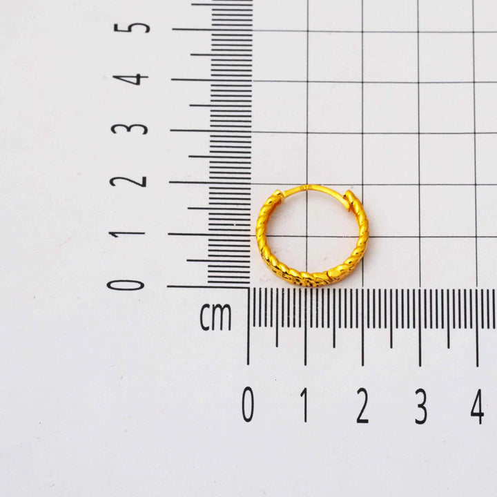 Burmalı 22 Ayar Halka Altın Küpe 2 cm. Çaplı