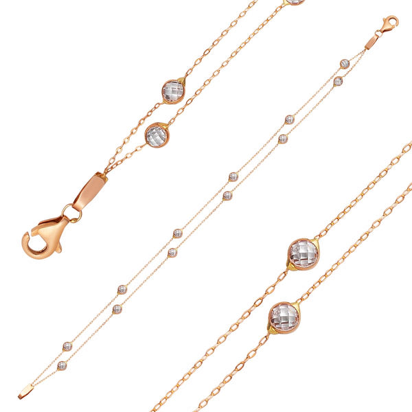 Taşlı 14 Ayar Altın Tiffany Zincir Bileklik